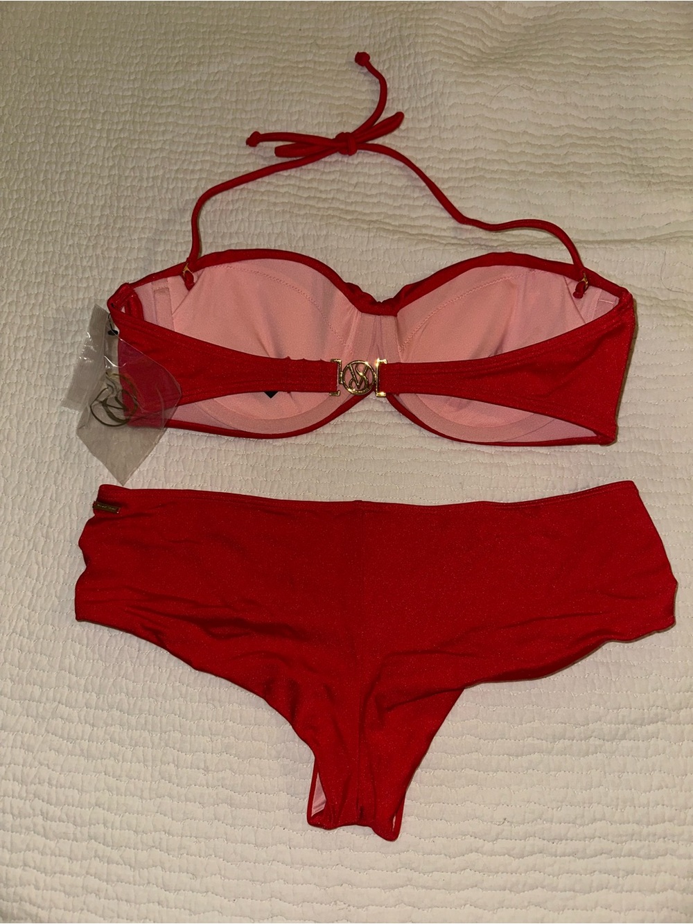 Victoria’s Secret Red Women's Two-Piece Bikini Set with Ring Detail - Picture 3 of 4